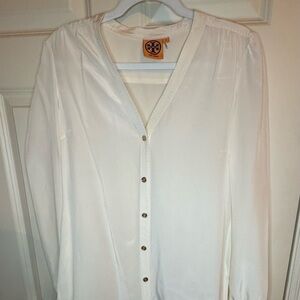 Tory Burch White Long Sleeve Button Down Shirt